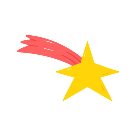 Bright Yellow Shooting Star Comet Meteoroid Trailの写真素材