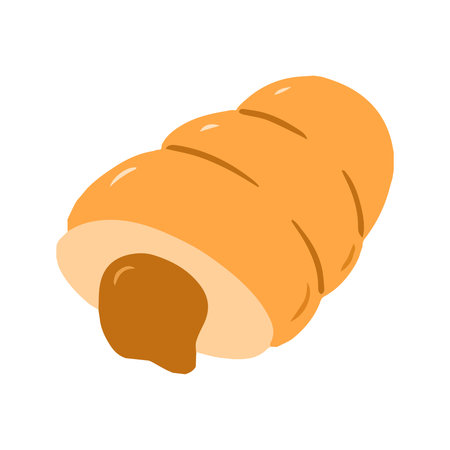 Simple Cream Roll Pastry with Filling Hand Drawn Illustrationの写真素材
