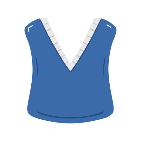 Navy Blue Sweater Vest Simple V-Neck Hand Drawn Apparelの写真素材