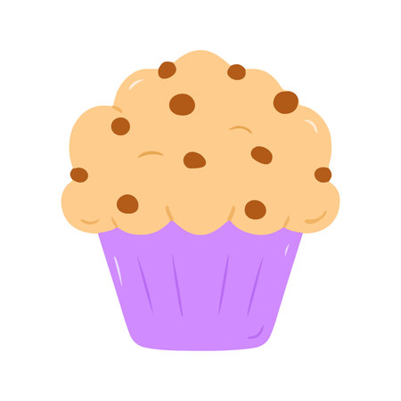 Chocolate Chip Muffin Cupcake Illustrationの写真素材