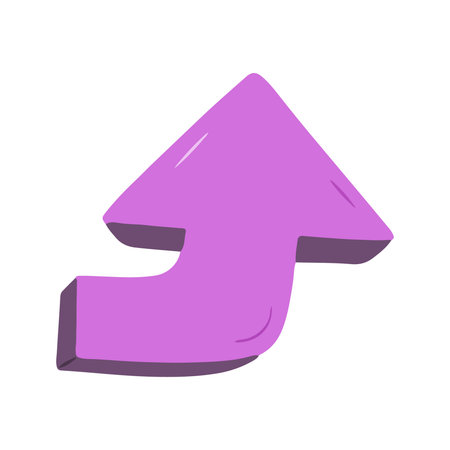 Curved Up Arrow Pink Three Dimensional Iconの写真素材