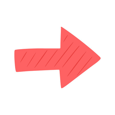 Red Horizontal Arrow Doodle Pointer Direction Signの写真素材