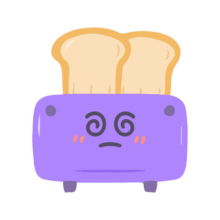 Dizzy Toaster With Bread Slices Illustrationの写真素材