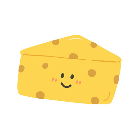 Cute Hand Drawn Smiling Cheese Sliceの写真素材