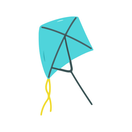 Blue Kite Flying Toy Drawingの写真素材