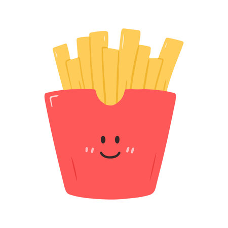 Cute French Fries Cartoon Characterの写真素材