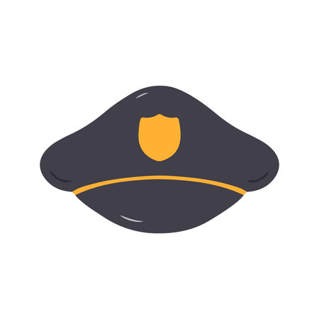 Dark Police Officer Cap with Gold Badgeの写真素材