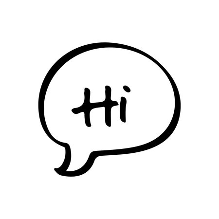 Speech bubble with hi greeting text doodleのイラスト素材