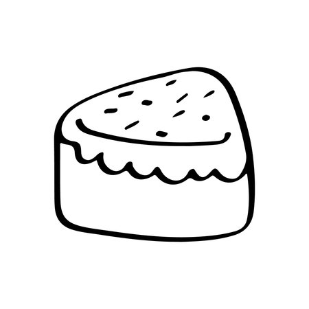 Cute Hand Drawn Cake Slice with Frosting and Sprinkles