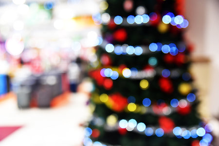 Christmas tree lights in bokeh style.の写真素材