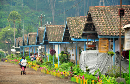 East Java,Indonesia-February 17,2017: A traditional village on East Java with a friendly atmosphereのeditorial素材