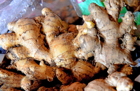Tumeric with brown skin color in close up