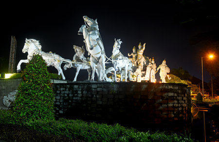 Bali,Indonesia - May 09, 2022 :Beautiful "Taman Rama Shinta",at Mengwi city,Badung regency of Bali,Indonesia during night timeのeditorial素材