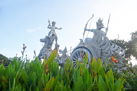 Bali,Indonesia - May 10 2022 : Beautiful statue in Kuta,Denpasar city of Bali Indonesia names Patung...