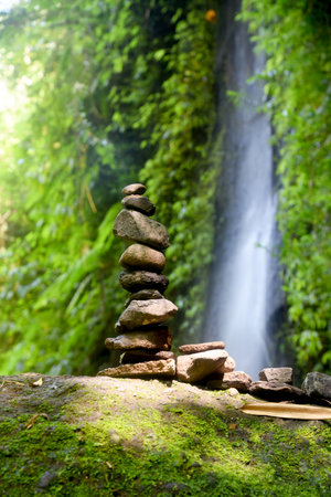Tukad Cepung Waterfall, at Bangli regency of Bali, with beautiful green nature landscape...