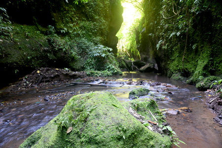 Krisik Waterfall at Bangli regency of Bali, with beautiful nature landscape surroundings