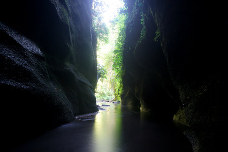 Krisik Waterfall at Bangli regency of Bali, with beautiful nature landscape surroundings