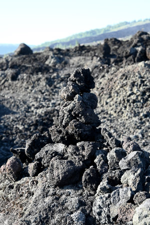 Batur volcano and surroundings in Bangli regency of Bali-Indonesiaの写真素材
