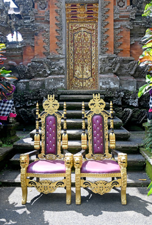 Colorful and famous temple in Ubud village, Bali-Indonesiaの写真素材