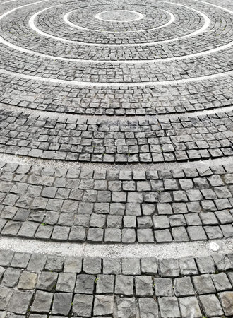 Paving stone floor, with circle white line texture