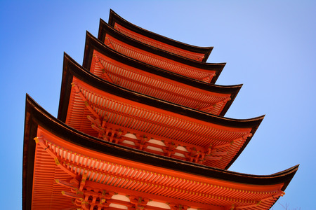 Red Pagoda in Hiroshimaの写真素材