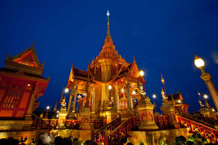 The royal golden funeral pyre in Royal Ceremony cremation fired of royal family of Thailandの写真素材