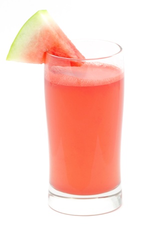 Glass of freshly made watermelon juice isolated on a white background.の写真素材