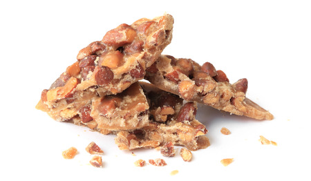 Candy made from maple syrup and roasted almonds の写真素材