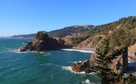 Looking north from Arch Rock Picnic Area, Oregon Coast Trail.の写真素材