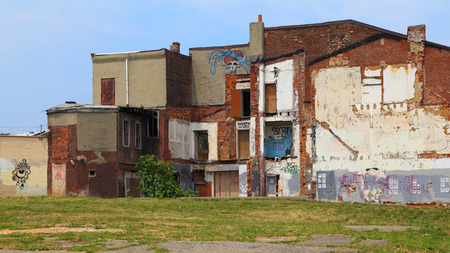 An old, abandoned building left in disrepair.の写真素材