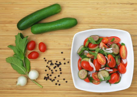 Cucumber-Tomato Saladの写真素材