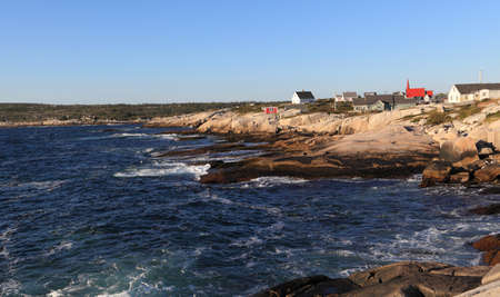 Peggy's Cove, Nova Scotia, Canada. Looking north along the rocky coastline of the Chebucto Peninsula on St. Margarets Bay.の写真素材