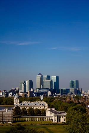 LONDON - October 14: London docklands on a bright day dispite the serious slump in the monetry accounts of many of the large businesses that are based here. October 14, 2011 in London, England.の写真素材