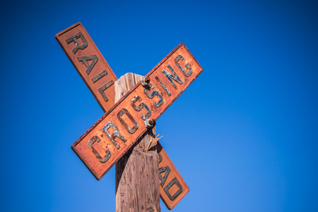 Old vintage railroad crossing sign.の写真素材
