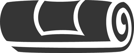 Towel Roll with Label Creative Vector Icon Shape. Bath, Carpet or Cloth, Micro Fiber, Mat, Yoga Mats, Paper, Shop, Clean or Cleaning, and Dry or Drying. New, Brand Sticker Logo Fresh. Customer Guest Client Service and Satisfaction.のイラスト素材