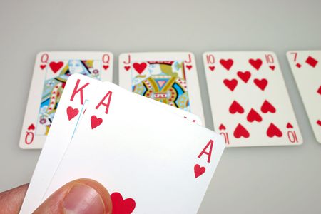 Holding a Texas Hold'em Royal Flushのeditorial素材