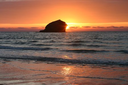 Gull Rock sunset, Portreath, Cornwall