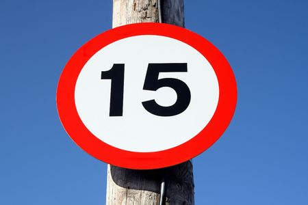 15 miles an hour speed limit signの写真素材