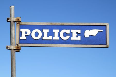 Old sign for a British police station.の写真素材