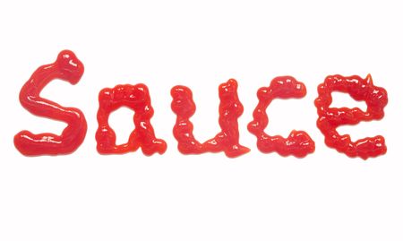 The word Sauce, written with tomato ketchup.の写真素材