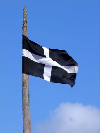 The Cornish black and white cross flag of St. Piran.の写真素材