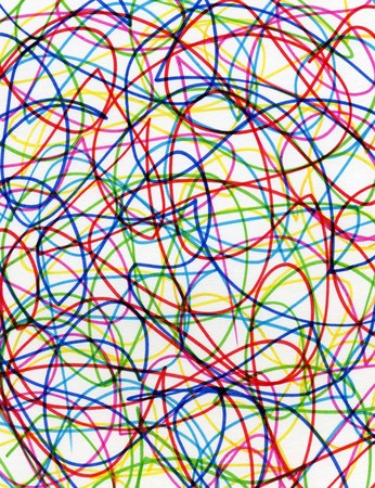 Abstract colorful felt tip pen scribbles close up.の写真素材