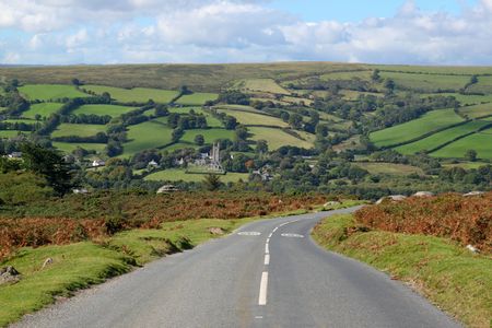 Country road to Widdecombe in the Moor, Dartmoor England.
