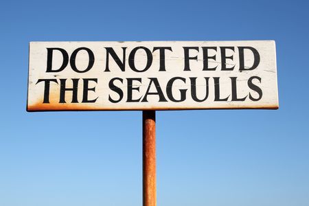 Do not feed the seagulls sign.の写真素材