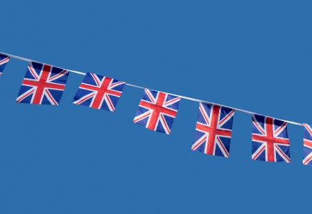 Small British Union Jack celebration flags.の写真素材