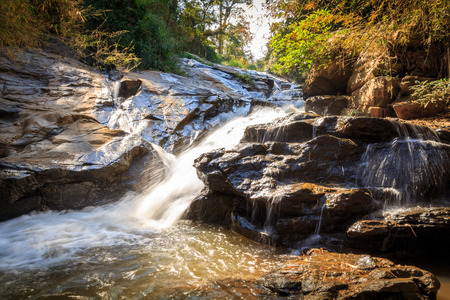 Waterfall in the forestの写真素材