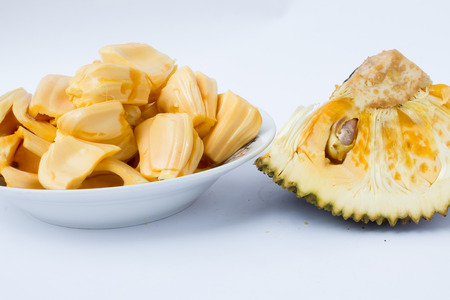fresh jack fruit background whiteの写真素材