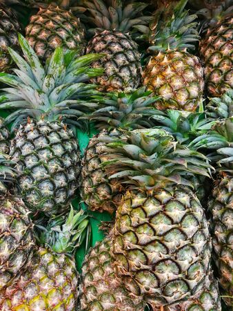Pineapple that has just arrived from the farm Waiting for delivery to sell in Bangkok.の写真素材