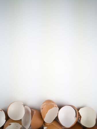 Waste eggs with a white backgroundの写真素材