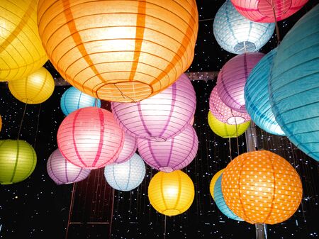 Lanterns made  are used to decorate various locations in preparation for the New Year's celebration.の写真素材
